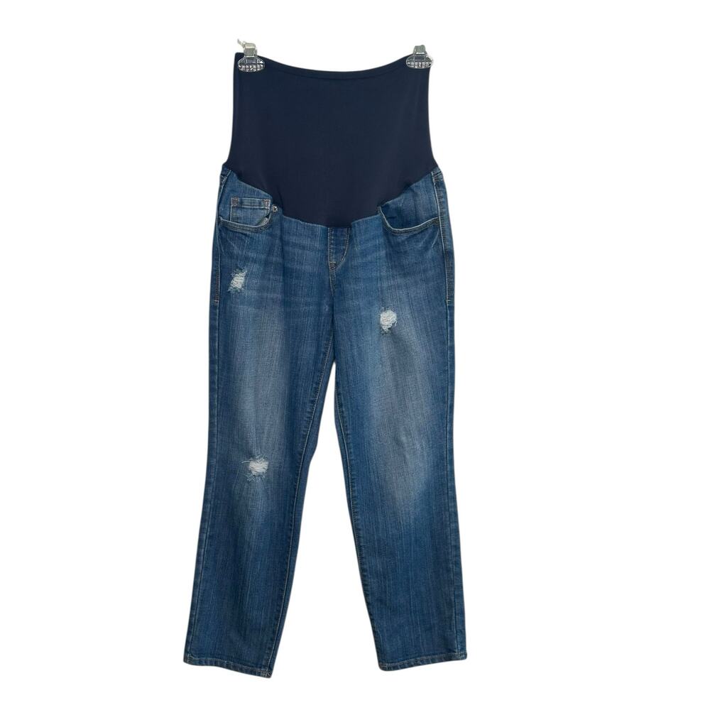 Old Navy Maternity distressed straight legs pull on jeans size 8